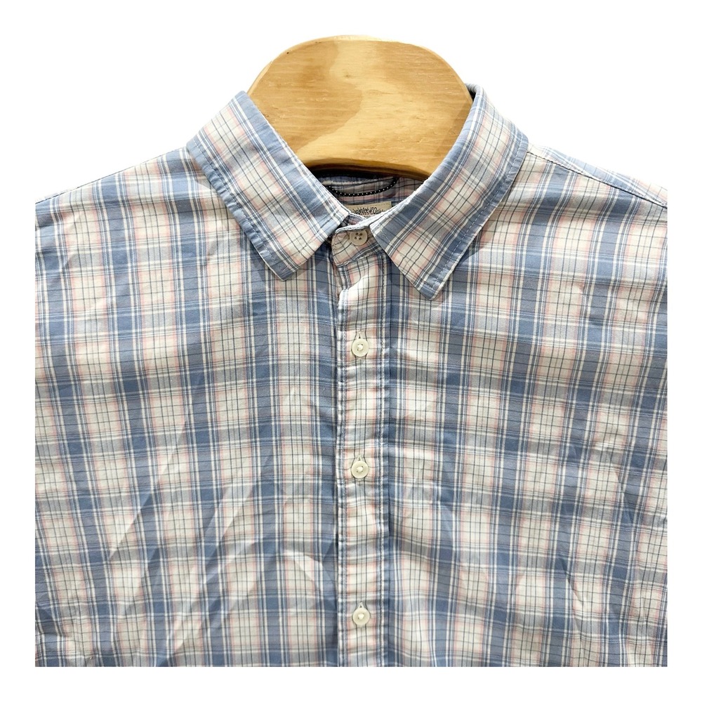 Faherty Brand Movement Shirt Mens XL Blue Pink Plaid Stretch Supima Cotton Blend